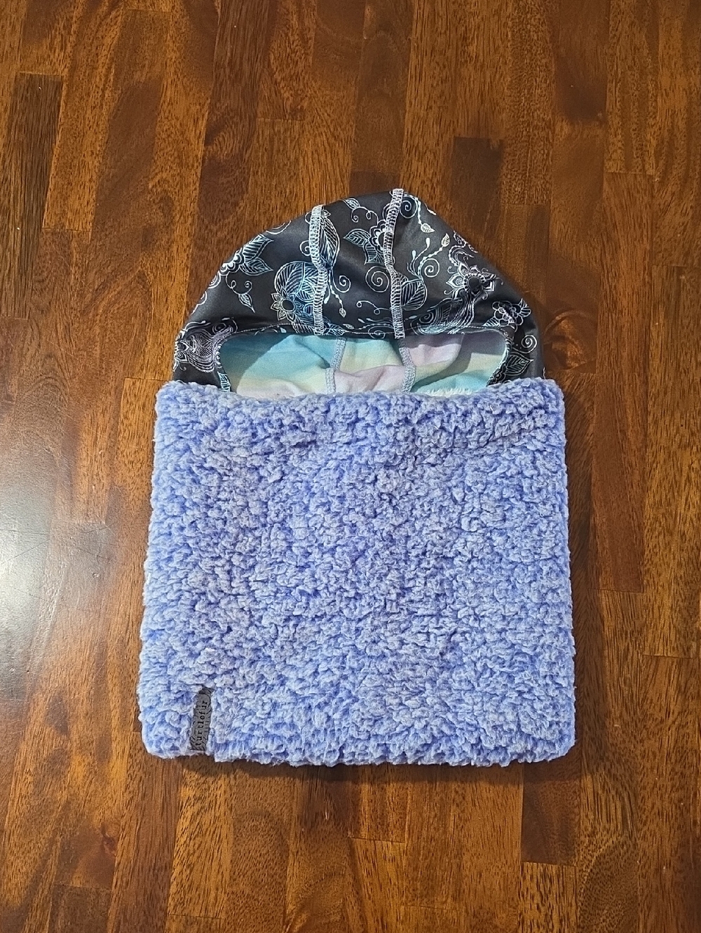 Lavender Sherpa  Shellaclava Face  Mask with Patterned Lining
